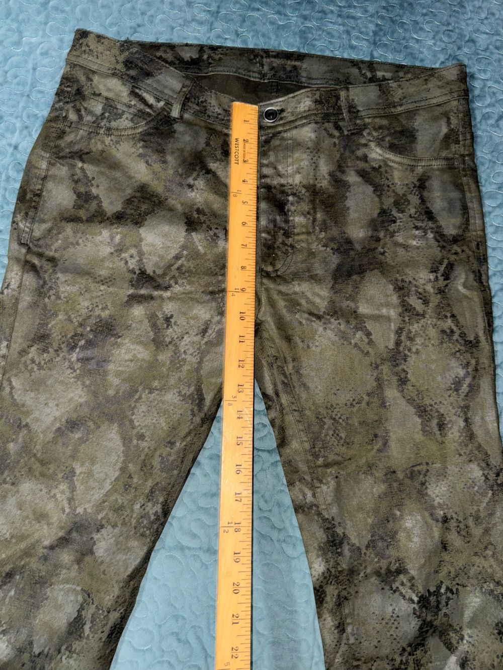 Zara Olive Green Snake-Print Skinny Jeans - Picture 4 of 9